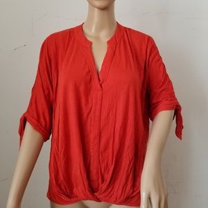 Anthropologie Akemi+Kin Red Knotted Blouse XS